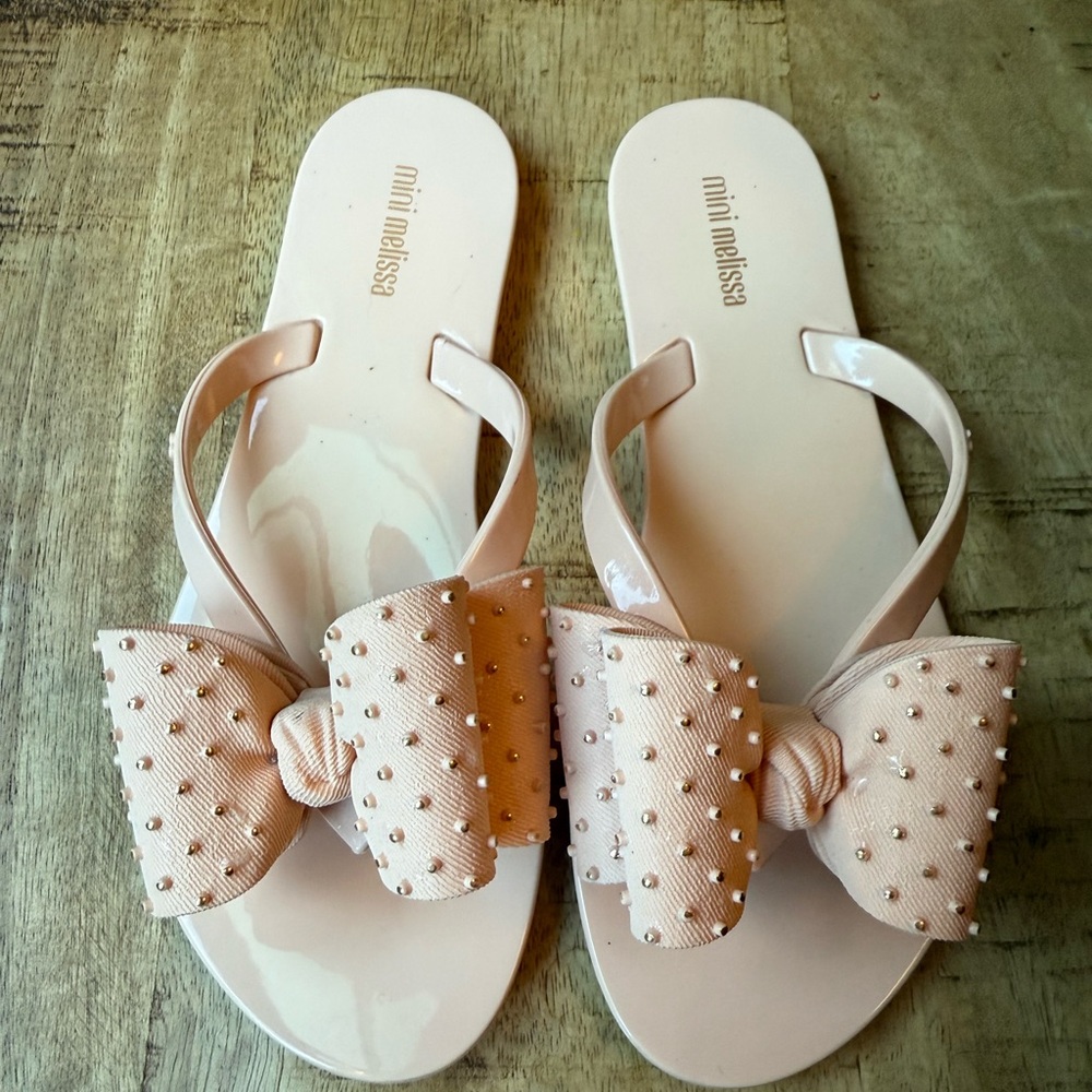 Mini Melissa Women's Blush Sandals with Bow